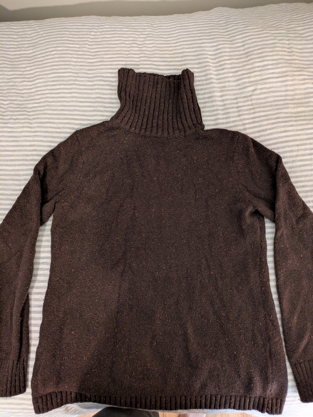 L.L. Bean Dark Brown Ribbed Turtleneck Sweater